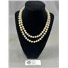 Image 1 : Vintage Double Strand Pearls Necklace. Hand Knotted Original Clasp