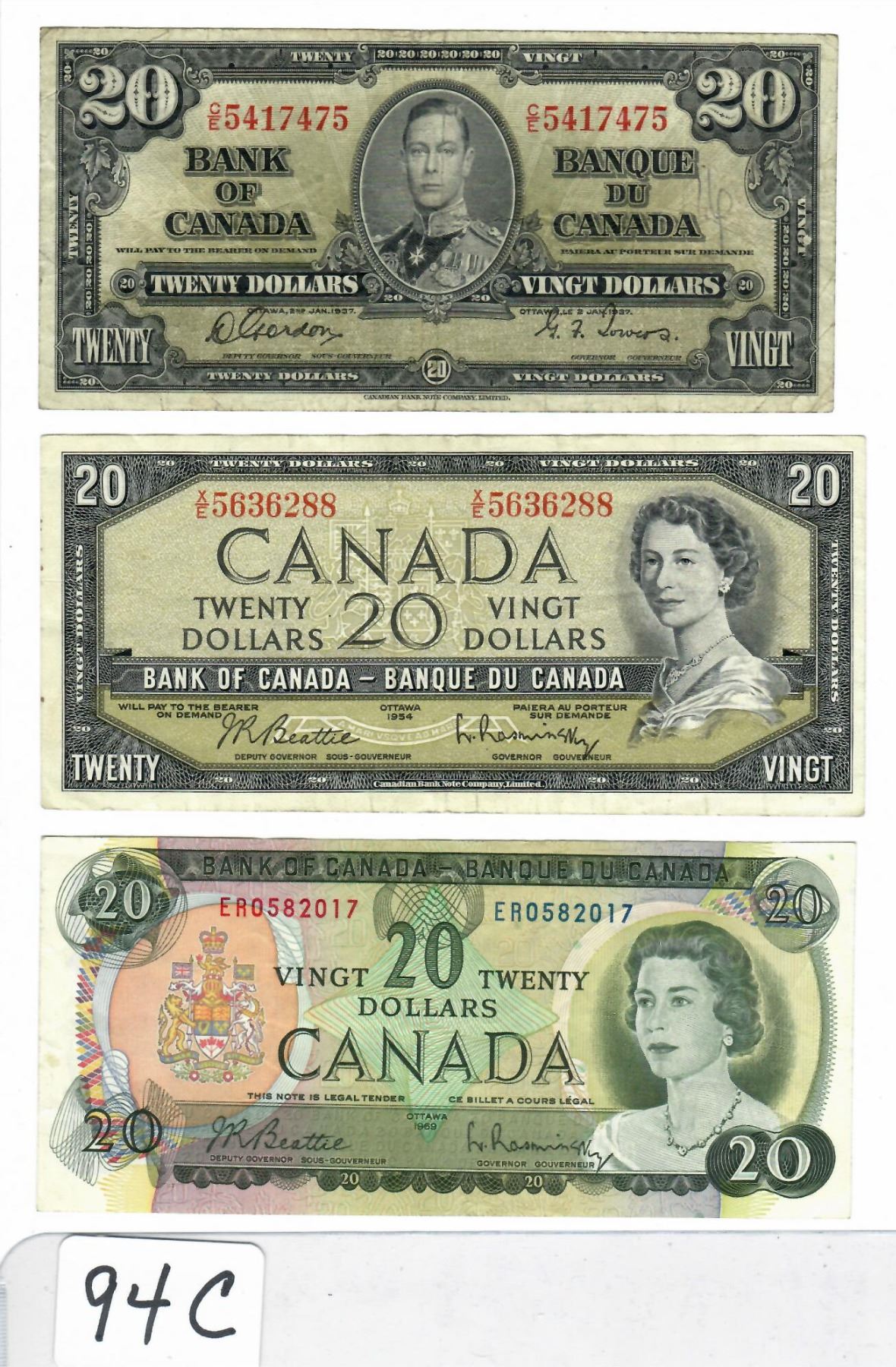 LOT OF 6 CANADIAN BANKNOTES