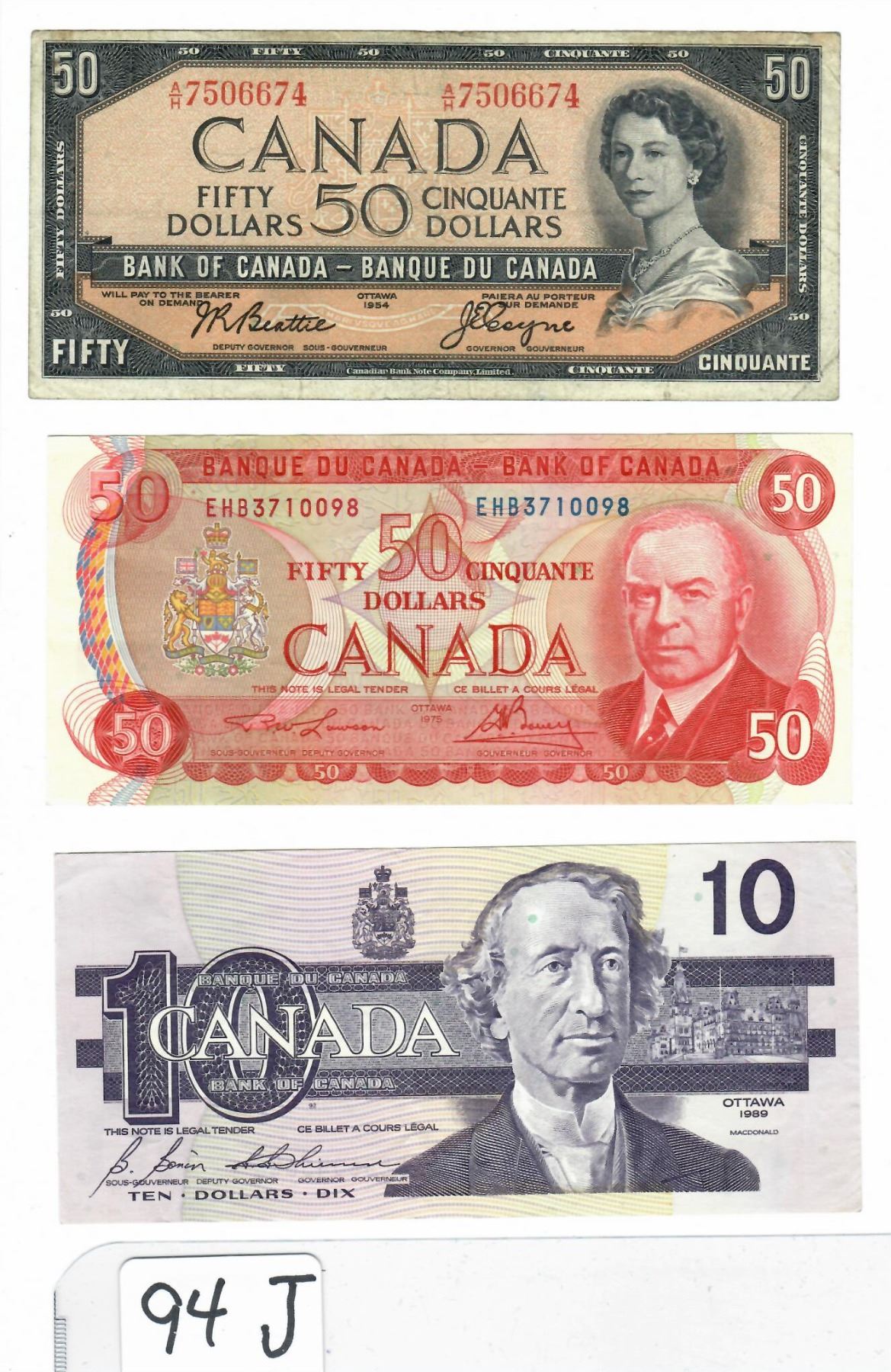 Cadian Notes LOT OF 6 CANADIAN BANKNOTES