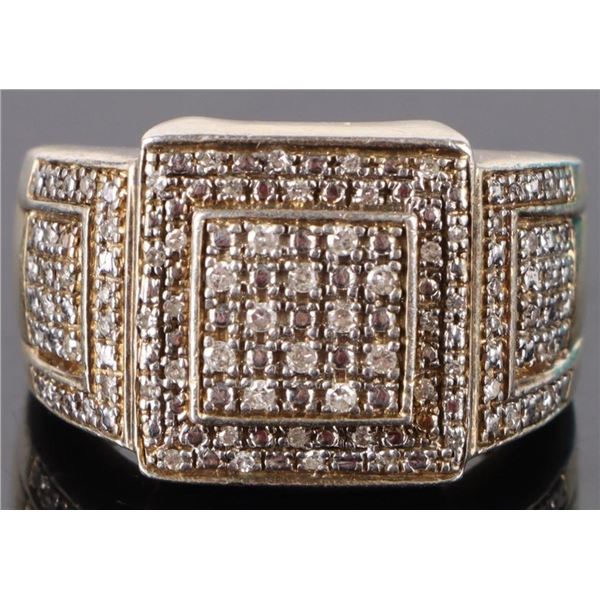 ~1.0CTW DIAMOND MEN'S CLUSTER STERLING RING