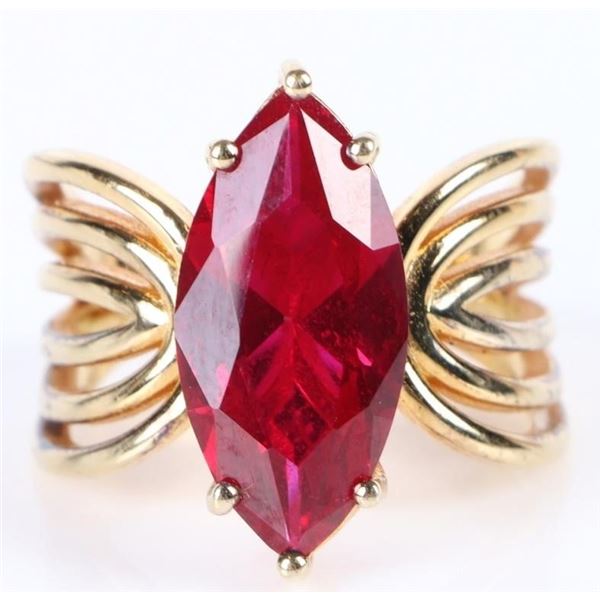 STERLING SILVER MARQUISE RUBY LADIES RING