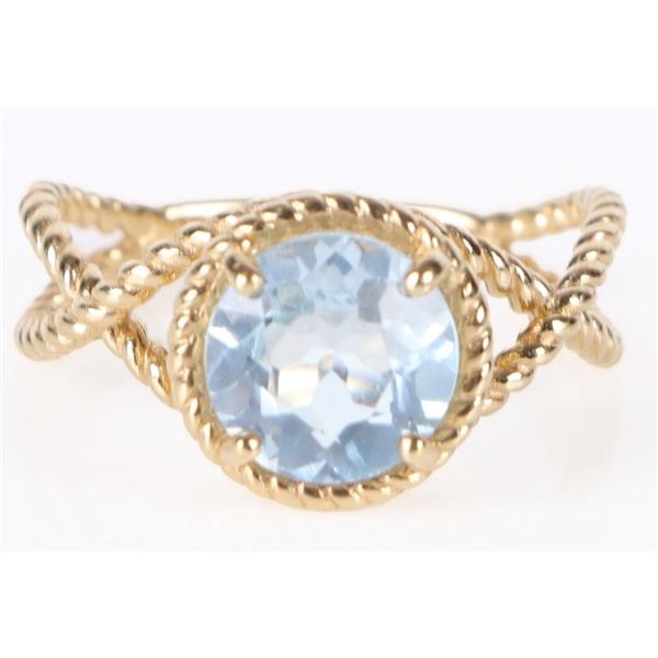 STERLING SILVER ROUND BLUE TOPAZ LADIES RING