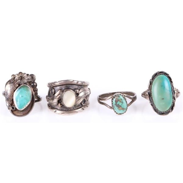 ASSORTED VINTAGE STERLING SILVER NAVAJO RINGS -(4)