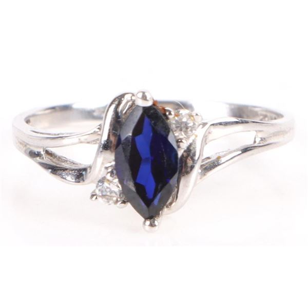10K WHITE GOLD ~.40CT MARQUIS SAPPHIRE LADIES RING