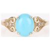 Image 1 : 10K YELLOW GOLD TURQUOISE DIAMOND LADIES RING