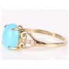 Image 2 : 10K YELLOW GOLD TURQUOISE DIAMOND LADIES RING