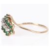 Image 2 : 10K YELLOW GOLD EMERALD DIAMOND LADIES RING