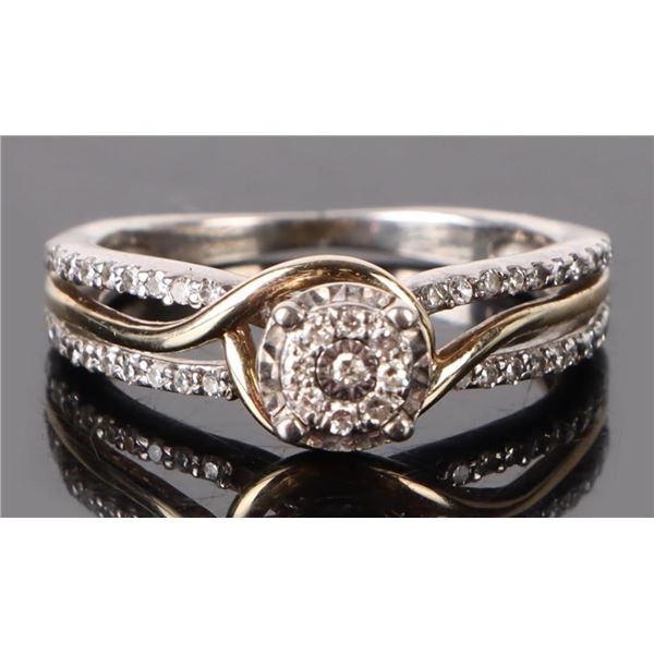 10K YELLOW & WHITE GOLD DIAMOND LADIES RING