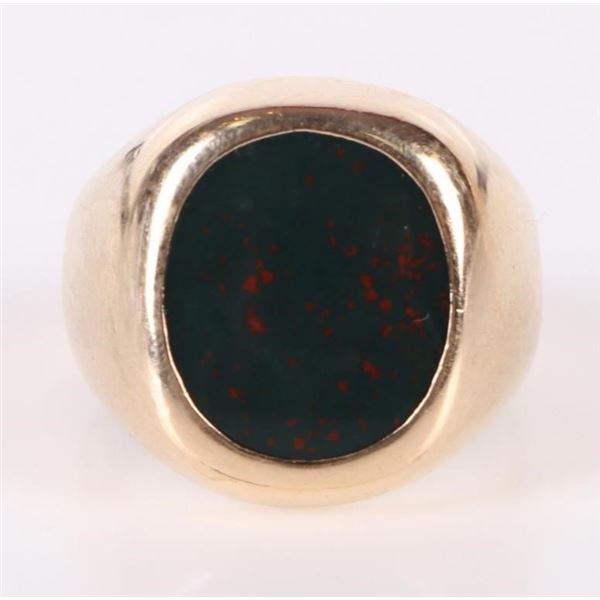10K YELLOW GOLD BLACK STONE MEN'S PINKY RING
