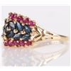 Image 2 : 14K YELLOW GOLD BLUE & RED TOPAZ LADIES RING