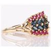 Image 3 : 14K YELLOW GOLD BLUE & RED TOPAZ LADIES RING