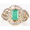 Image 1 : 14K YELLOW GOLD EMERALD DIAMOND LADIES RING