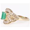 Image 2 : 14K YELLOW GOLD EMERALD DIAMOND LADIES RING