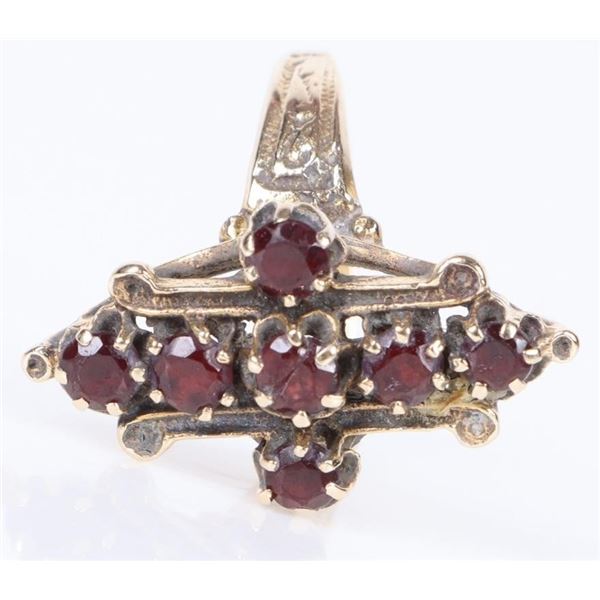 ANTIQUE 14K YELLOW GOLD GARNET CROSS RING