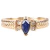 Image 1 : 14K YELLOW GOLD BLUE SAPPHIRE & DIAMOND RING