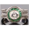 Image 1 : ~1.24 CTW. DIAMOND & EMERALD 18KT. WEDDING RING