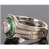 Image 2 : ~1.24 CTW. DIAMOND & EMERALD 18KT. WEDDING RING