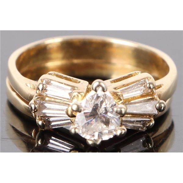 18K YELLOW GOLD DIAMOND LADIES ENGAGEMENT RING