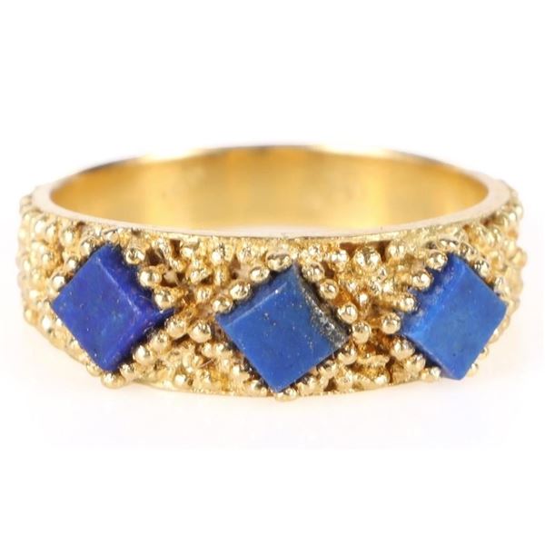 BLUE LAPIS LAZULI 18K YELLOW GOLD  LADIES RING