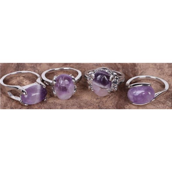 GENUINE AMETHYST MEN'S & LADIES RINGS (4)