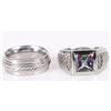 Image 1 : MYSTIC TOPAZ DIAMOND TEXTURED MENS RING SET