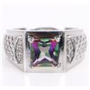 Image 2 : MYSTIC TOPAZ DIAMOND TEXTURED MENS RING SET