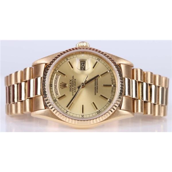 ROLEX 18K GOLD DAY DATE PRESIDENT WATCH 18238
