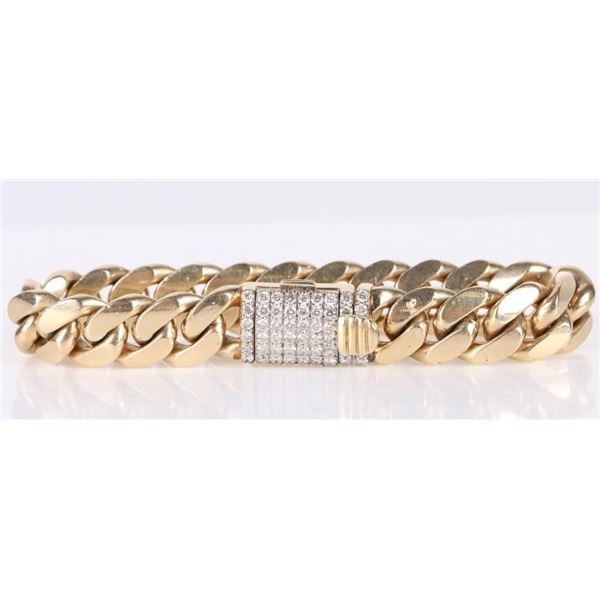 HEAVY 10K YELLOW GOLD DIAMOND MEN'S BRACELET 60.2G