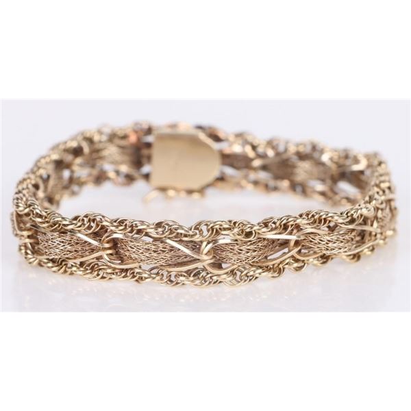 14K YELLOW GOLD CUSTOM-LINK LADIES BRACELET