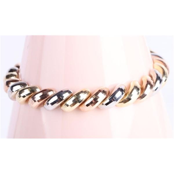 SAN MARCO 14K TRI-GOLD LADIES BRACELET