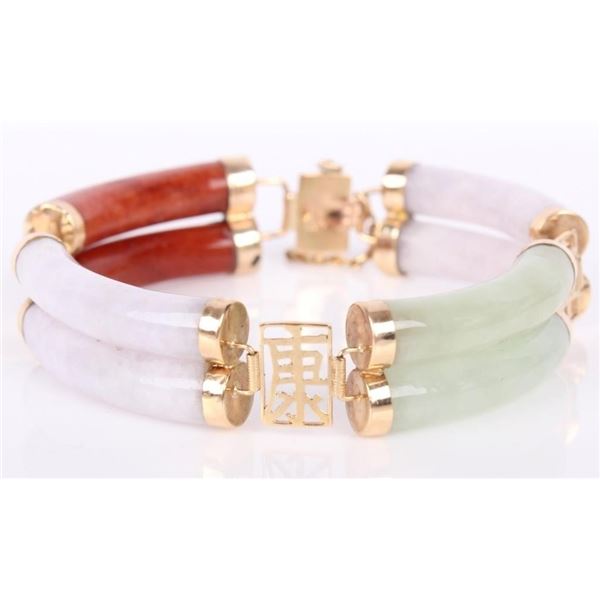 14K YELLOW GOLD & JADE LADIES ASIAN BRACELET