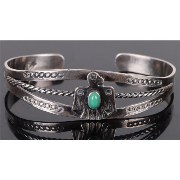 VINTAGE 0.900 SILVER TURQUOISE CUFF BRACELET