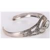 Image 3 : 0.925 SILVER AQUA MARCASITE LADIES CUFF BRACELET