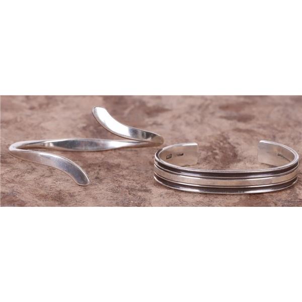 VINTAGE STERLING SILVER LADIES CUFF BRACELETS -(2)