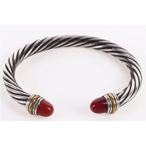 STERLING SILVER BRACELET CARNELIAN & GOLD ACCENTS