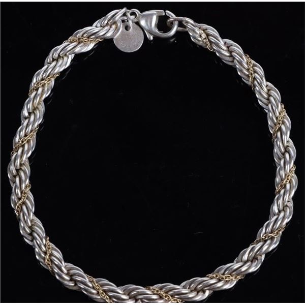 TIFFANY & CO. ROPE BRACELET W/ 18K GOLD CHAIN WRAP