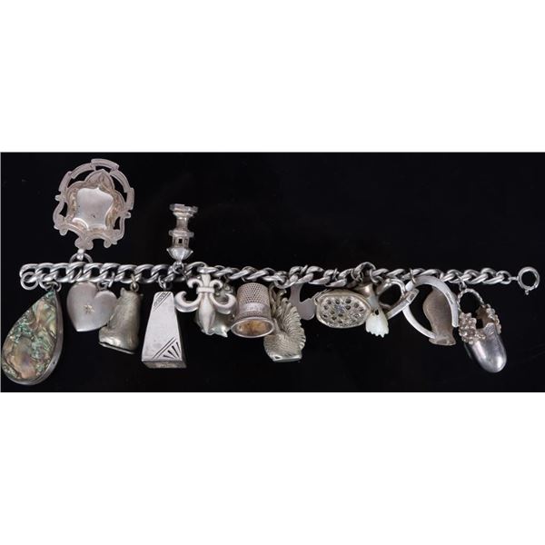 VINTAGE STERLING SILVER CHUNKY CHARM BRACELET
