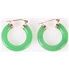 Image 1 : 14K YELLOW GOLD BRIGHT GEEN JADE EARRINGS