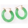 Image 2 : 14K YELLOW GOLD BRIGHT GEEN JADE EARRINGS