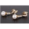 Image 2 : 18K YELLOW GOLD DIAMOND PEARL LADIES EARRINGS