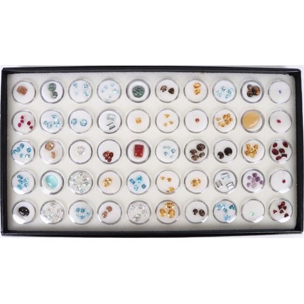 BEAUTIFUL ASSORTED GEMSTONES W/ TRAY - (50)