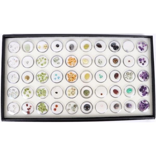 BEAUTIFUL ASSORTED GEMSTONES W/ TRAY - (50)
