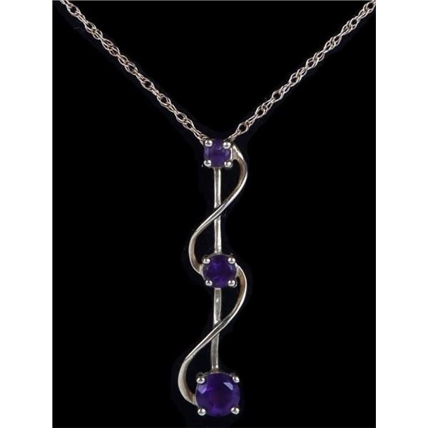 10K YELLOW GOLD AMETHYST PENDANT NECKLACE