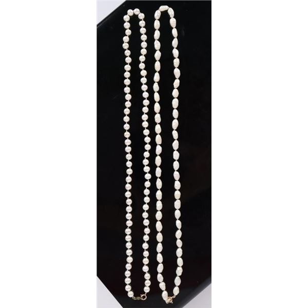 10K YELLOW GOLD CLASPED WHITE PEARL NECKLACES