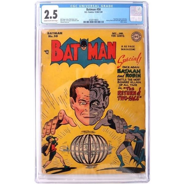 BATMAN #50 (1948)CGC 2.5 TWO-FACE COVER/JOKER CAM.