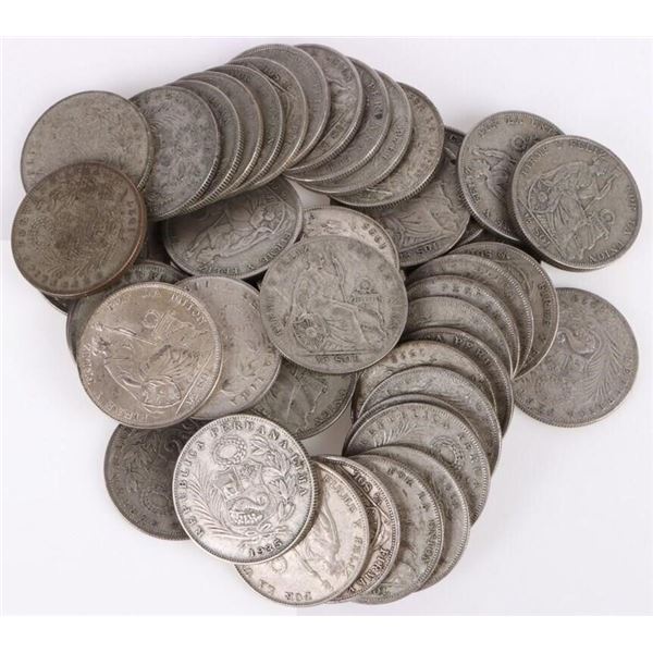 50% SILVER PERUVIAN 1/2 SOL COIN COLLECTION - (47)