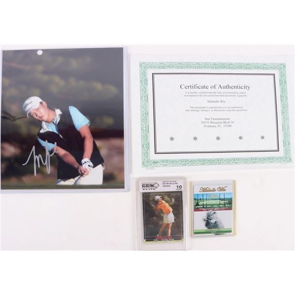 MICHELLE WIE AUTOGRAPHED PHOTO W/ COA & CARDS