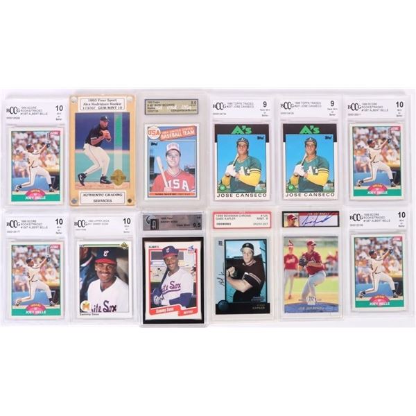 ASSORTED HIGH GRADE SLEEVED BASEBALL CARDS - (12)
