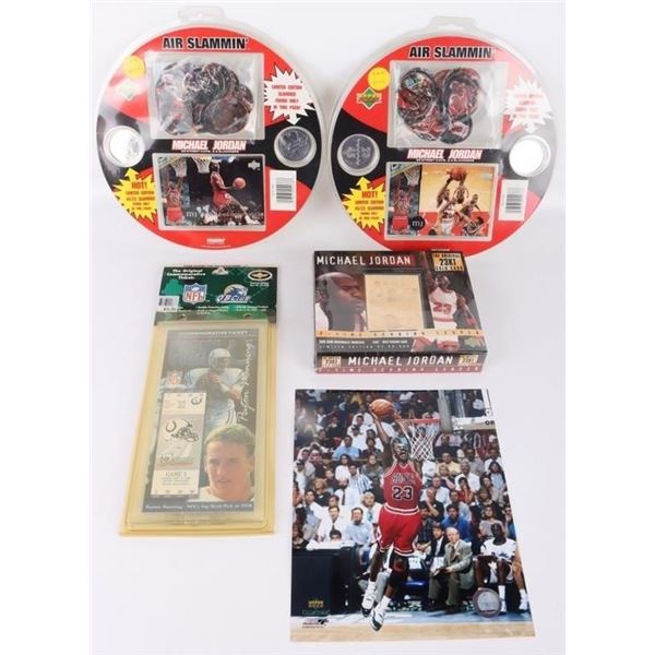 MICHAEL JORDAN & PEYTON MANNING COLLECTIBLES - (5)