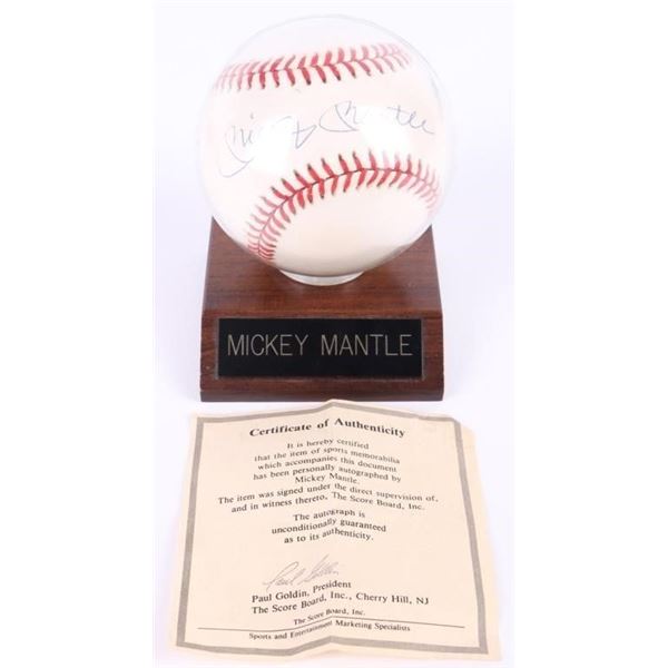 MICKEY MANTLE AUTOGRAPHED BASEBALL W/ COA